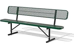 Sunnibety 8 Feet Heavy Duty Metal Park Bench for Outside, Outdoor Bench with Backrest & Portable Frame, Commercial Benches for Shopping Malls, Stores, Parks, Patios, Decks, Green