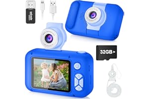 ARNSSIEN Kids Camera, Toddler Kid Digital Camera with 180°Flip Lens & 2.4in IPS Screen, Birthday Festival Present Toy for 4 5 6 7 8 9 10 11 Year Old Girls/Boys, 32 GB Card Included, X101