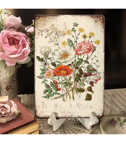 Targa In Metallo Vintage Con Fiori Di Provenza E Lavanda - Decorazione Da Parete 20x30 Cm Per Casa, Bar, Cucina
