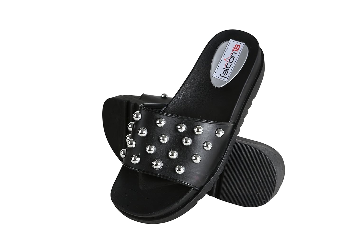falcon18 women's trendy beads causal comfortable 1.5 inches platform and slippers
