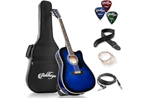 Ashthorpe Full-Size Cutaway Thinline Acoustic-Electric Guitar Package - Premium Tonewoods - Blue