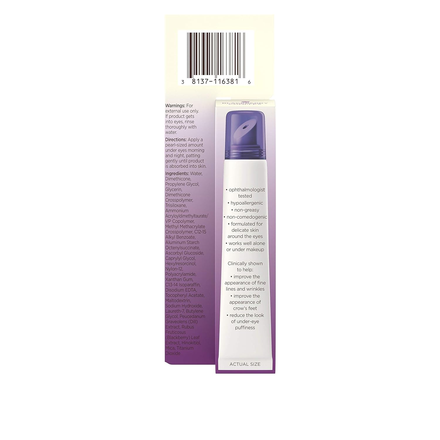 Aveeno Absolutely Ageless 3-in-1 Anti-Wrinkle Eye Cream for Fine Lines & Wrinkles, Crows Feet, & Under-Eye Puffiness, Antioxidant Blackberry Complex, Hypoallergenic, Non-Greasy, 0.5 oz: Beauty