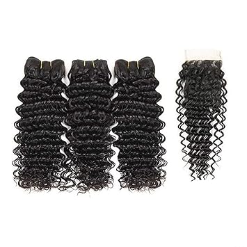 Amazon Com Brazilian Deep Wave Bundles With Closure 44
