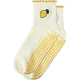 Simlakey Women Grip Socks Pilates Cute Non Slip Pilates Socks Ruffle Grippy Yoga with Grip Gift for Barre