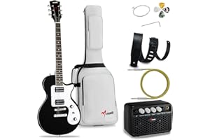 MUSILY MLP-1 39 Inch Electric Guitar Kit, Beginner LP Full Size Solid Body Electric Guitar With HH Pickups, Gig Bag, Amplifier, Strap, Cable, Picks, String (Extreme Black)