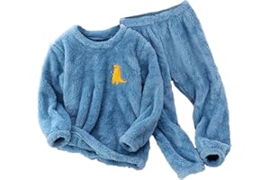 Toddler Boys Girls Fleece Loung𝐞 Sets Winter Warm Plush Sweatshirt Tops and Fuzzy Sweatpants Kids Soft Comfy 2 Piece Outfits