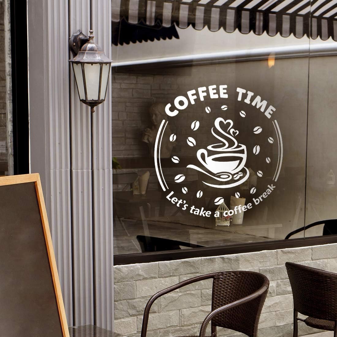 Coffee time Break Wall Art Kitchen Stickers Sign Decoration Decal Cup Vinyl Tile Removable Adhesive Decor Quote Window Shop Poster Transfer Tea Mural Love Quotes Print transfers Lettering… - Image 3