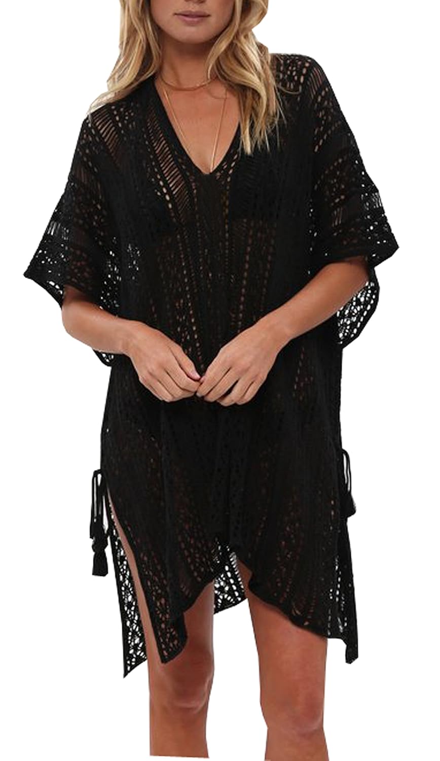 Wander Agio Beach Swimsuit for Women Sleeve Coverups Bikini Cover Up Net