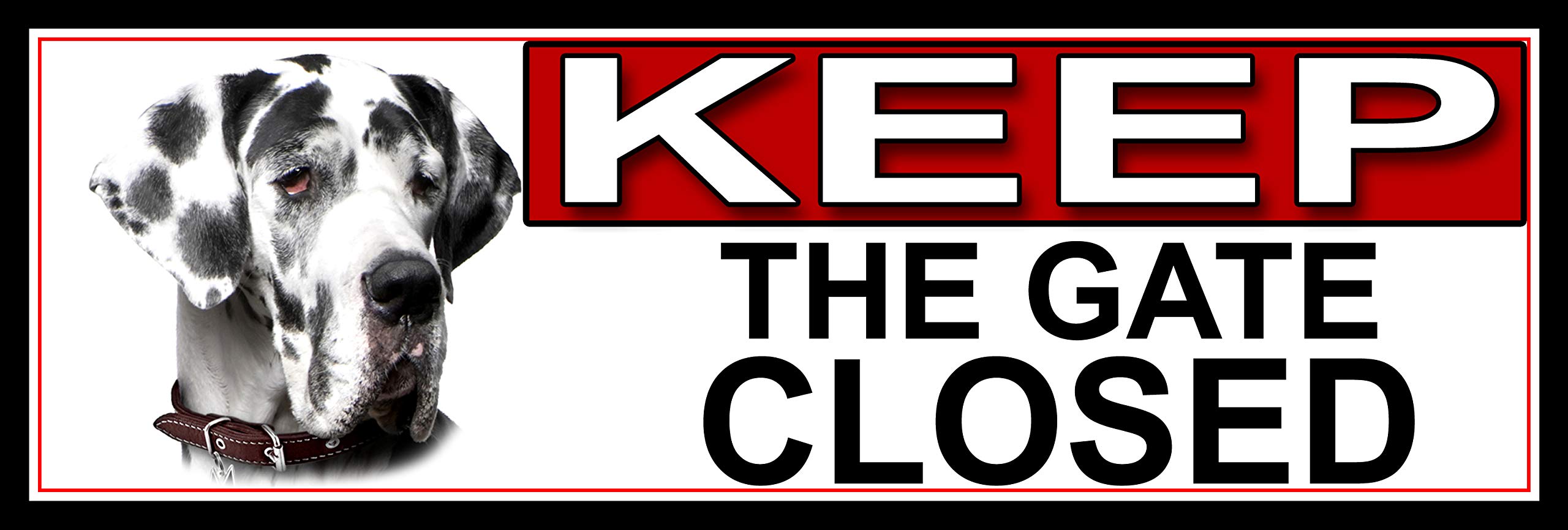 SHAWPRINT Great Dane KEEP THE GATE CLOSED METAL GATE SIGN 266mm x 87m. (764H2)