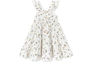 DeeFant Toddler Girl Dress Ruffle Sleeveless Little Girls Summer Outfits Kids Dresses Floral Sundress Beach Casual 18M-6T