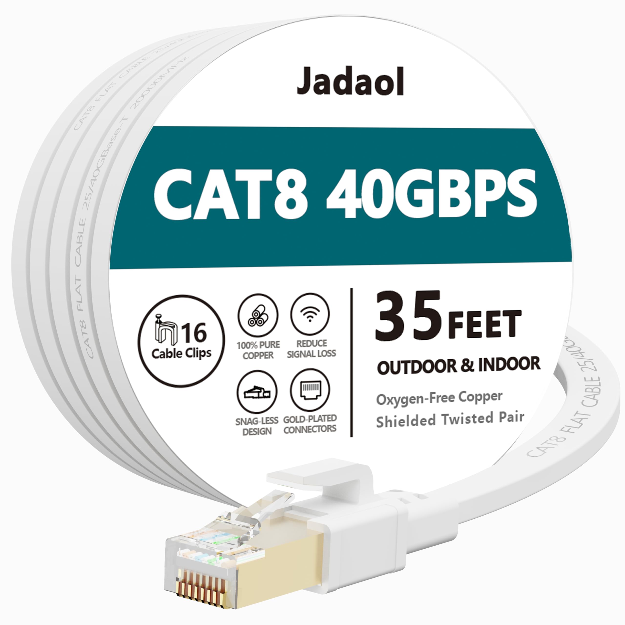 Cat 8 Ethernet Cable 10 M, 26AWG Heavy Duty High Speed RJ45 Patch Cord, Cat8 LAN Gold Plated 40Gbps 2000Mhz Network, Indoor, Outdoor & Weatherproof S/FTP UV Resistant for Router/Modem/Gaming - 35ft