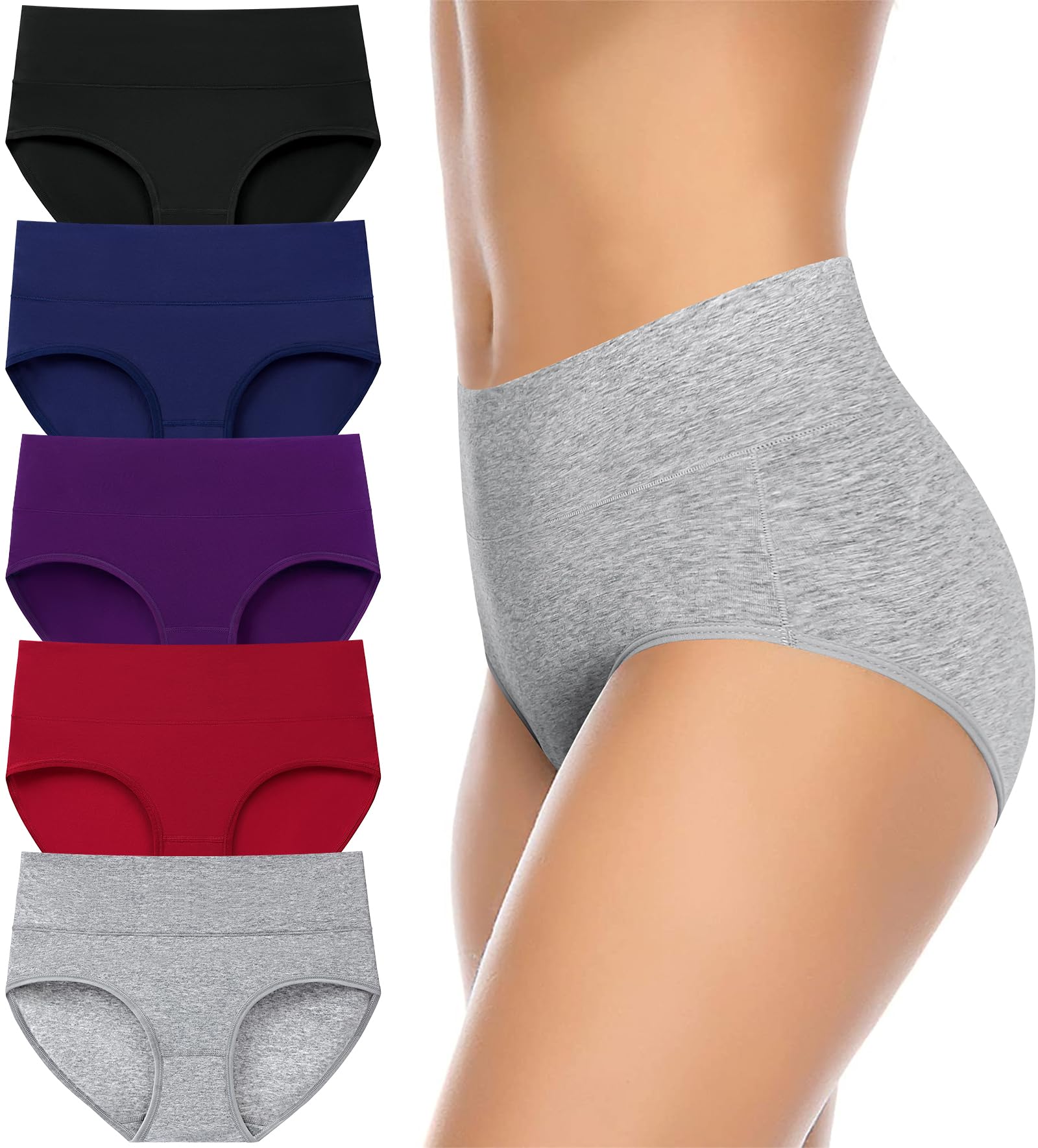 Photo 1 of Annenmy Women's Panties Underwear, Cotton Plus Size Underwear Soft Panties Full Coverage Brief(XX-Large, Dark, 5-Pack)
