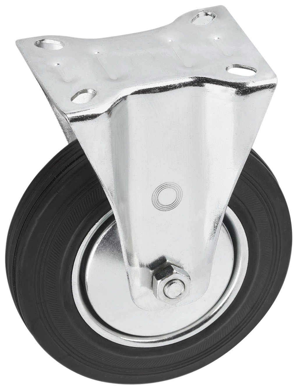 Metafranc Fixed Castor Diameter 125 mm - 104 x 80 mm Plate - Solid Rubber Wheel - Soft Tread - Roller Bearings - 100 kg Load Capacity/Transport Castor/Furniture Castor/Heavy Duty Castor / 800600