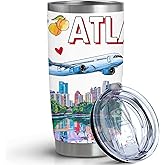 Pininerr City Travel Mug for City Lover,20oz Double Wall Tumbler Vacuum Insulated Stainless Steel Coffee Cups (Atlanta)