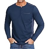 ZITY Men's Henley Shirt Long Sleeve with Pocket Classic Casual Shirt for Men Fashion Pullover Tee Shirts