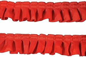 KEHUADIY 10 Yards Satin Ruffle Trim Fabric Trims, Pleated Trimming Chiffon Fabric Ribbons for Sewing Making Crafts Dress Curtain Wedding Costume Pillowcase Supply (Red)