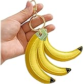 Dexprosy Banana Keychain - Fruit Shaped Pu Leather Bag Charm for Women, Accessory and Gift