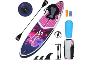 YU YUSING YUSING Inflatable Stand Up Paddle Board with Kayak Seat, Non-Slip Deck SUP Paddle Board with Premium Kayak, Portable Standing Boat for Youth & Adult