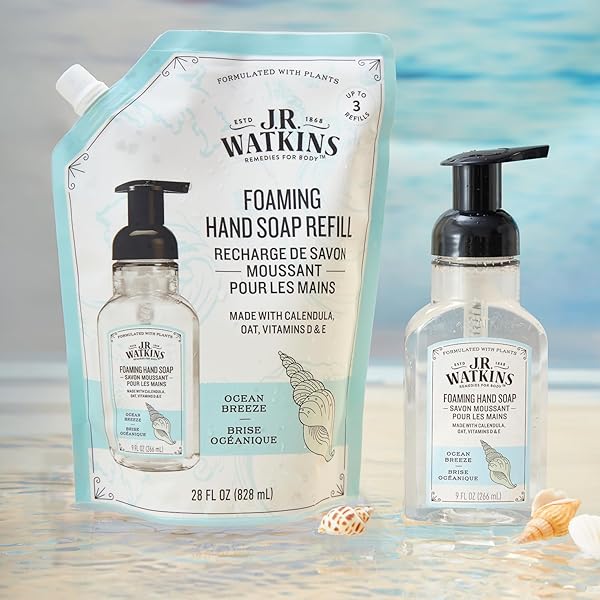 J.R. WATKINS 20632 FOAM HAND SOAP, OCEAN BREEZE SCENT, 9 OZ