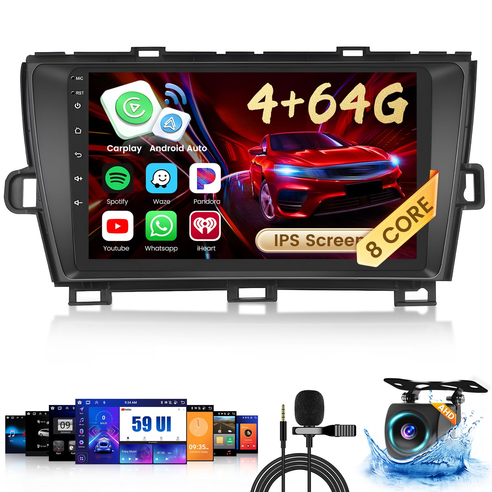 Photo 1 of Inefala 8-Core 4+64G Android 15 Car Stereo Upgrade Radio for Toyota Prius 2010-2015, 9'' Touch Screen with Wireless CarPlay Android Auto, AHD Backup Camera, Mirror Link, GPS Navigation