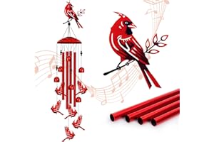 Marwey Cardinal Wind Chimes for Outside, Large Cardinal Garden Decor Bird Wind Chime, Memorial Cardinal Gifts for Women, 40" Outdoor Windchimes for Lawn, Porch, Patio, Yard, Christmas