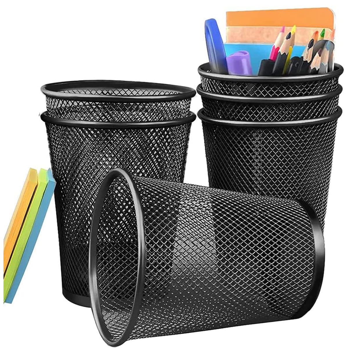 Answaily Pen Holder 6 Pack, Mesh Desk Organizer Pen Pot Pencil Holders, Stationary Supplies Pencil Pots For Office, Home, Classroom