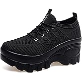 Pucepen Orthopedic Walking Shoes for Women Chunky Platform Comfort Wedge Walking Shoes for Women Non-Slip Breathable Slip-On Womens Trail Running Shoes