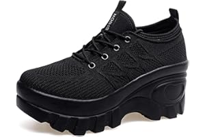 Pucepen Orthopedic Walking Shoes for Women Chunky Platform Comfort Wedge Walking Shoes for Women Non-Slip Breathable Slip-On Womens Trail Running Shoes