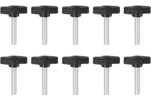 HARFINGTON 10pcs Tee Wing Knobs Thumb Screws M6 x 30mm Male Thread 27mm Plastic Head T Knobs Adjustable Handles Hand Clamping