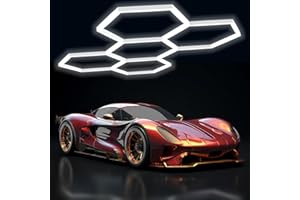 BESTECCT Hexagon Garage Lights,192W 21000LM,5 Grids Hexagon Led Light,7000K Honeycomb Lights for Garage,malls,Basement,Gym