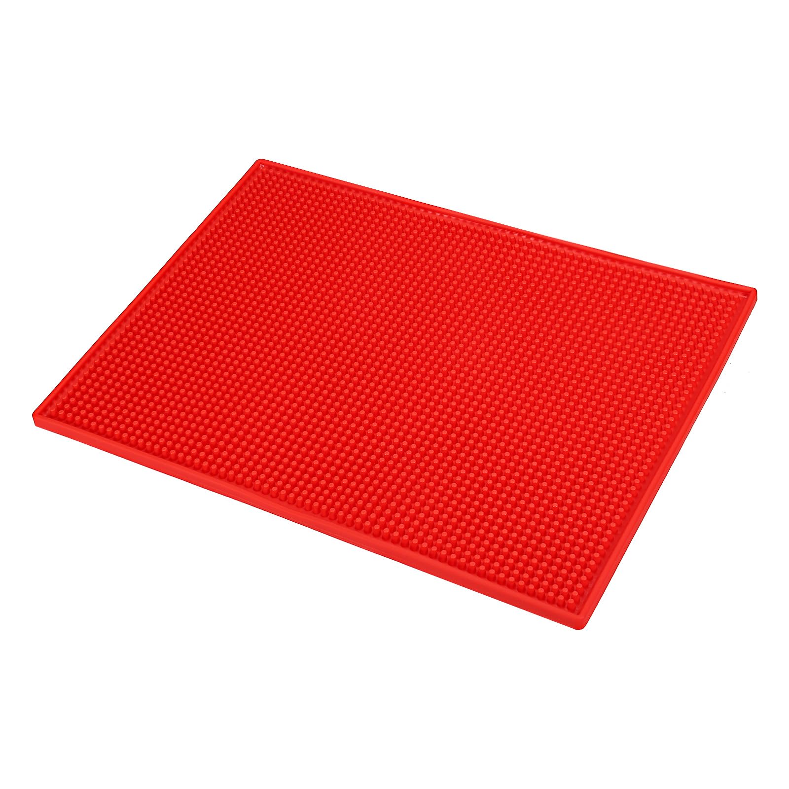PATIKIL 16" x 12" x 0.4" PVC Bar Mat, Non-Slip Bar Service Cup Mat Countertop Spill Mat for Kitchen Restaurant Bar KTV Counter Barber Station Mat for Hair Salon, Red