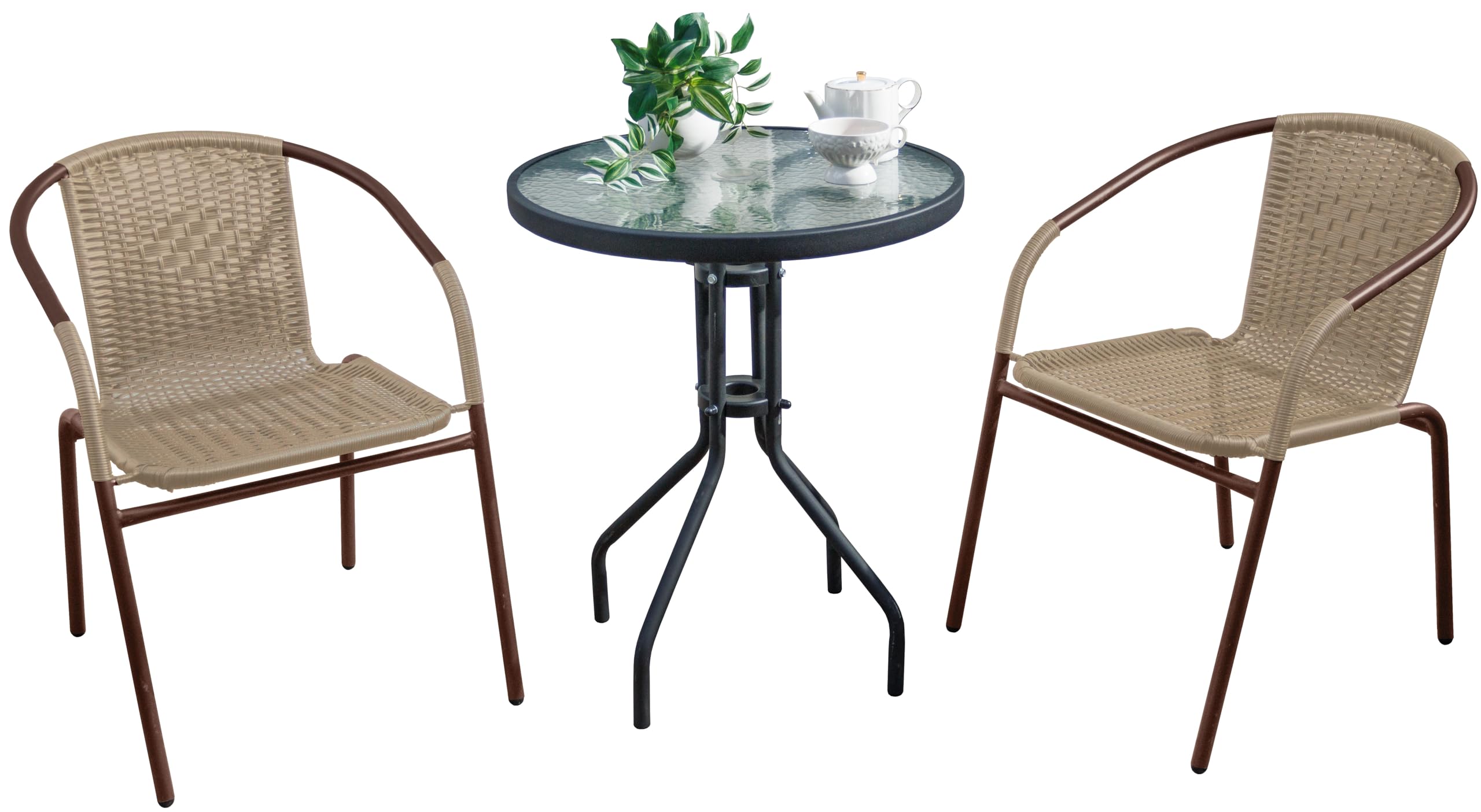 リビングアウト ラタン調ガーデンテーブルセットII チェア2脚の商品画像