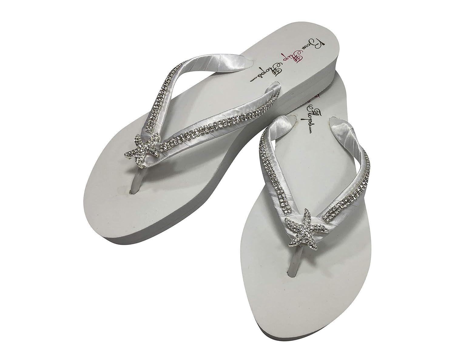 white diamond flip flops