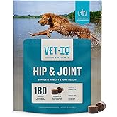 VetIQ Glucosamine Hip & Joint Supplement for Dogs, 180 Soft Chews, Joint Support Supplement with MSM and Krill, Dog Health Supplies Large & Small Breed, Chicken Flavored Chewables