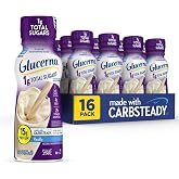 Glucerna 1g Total Sugars Nutrition Shake to Support Blood Sugar Management | Diabetes Care Shake, 15g Protein, Ready-to-Drink Meal or Snack Replacement for Adults, 180 Calories, Vanilla, 16 Pack