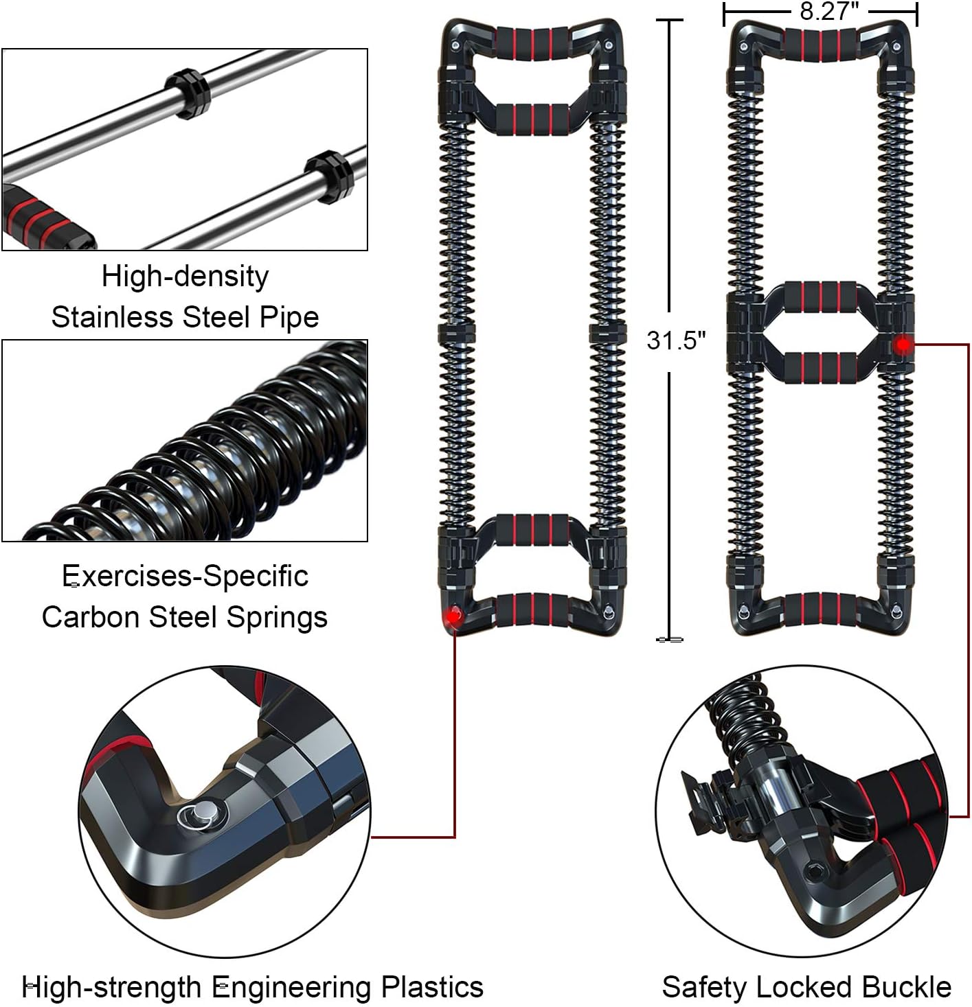 Push Down Bar Machine Home Workout Equipment for Upper Body Workout Chest Arm Fitness Pectoralis Deltoid Training Muscle Shoulder Strengthener 70-220LBS Double-layer Spring Resistance Exercise Gym Kit : Sports & Outdoors