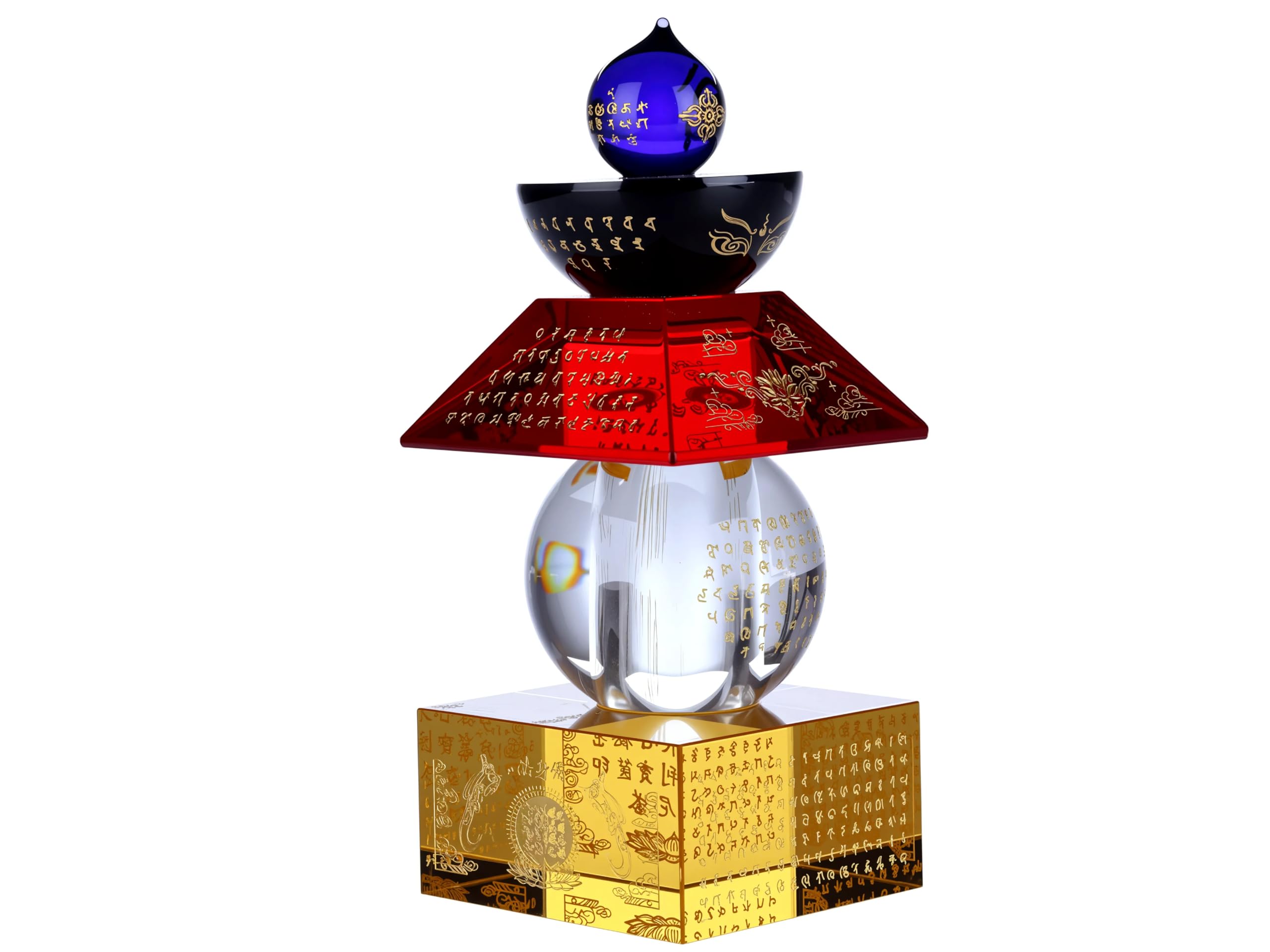 Photo 1 of I-MART Feng Shui Decor Crystal 5 Color 5 Element Pagoda 5.5 Inch Tower Ornament for Home Office Protection Harmony Wealth and Wisdom, Inspired Crystal Sculpture for Positive Energy and Prosperity