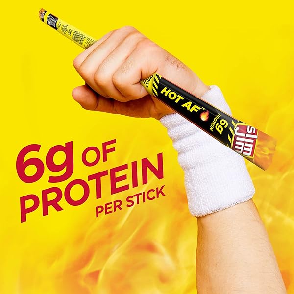 SLIM JIM GIANT SMOKED MEAT STICKS, HOT AF FLAVOR, 6G PROTEIN PER STICK, EASTER BASKET STUFFER FOR MEN, 0.97 OZ. (24 COUNT)