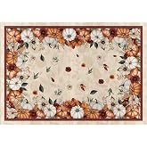 Artoid Mode Pumpkins Floral Corns Fall Area Rug 5x7 Feet | Autumn Thanksgiving Home Decor Non Slip Washable Area Rug for Entryway Bedroom Living Room Laundry Room Indoor