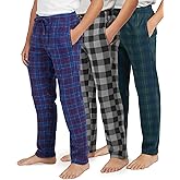 Real Essentials 3 Pack: Boys' Fleece Pajama Pants Soft PJ Bottoms for Kids Youth Teens Sleepwear (Ages 5-18)