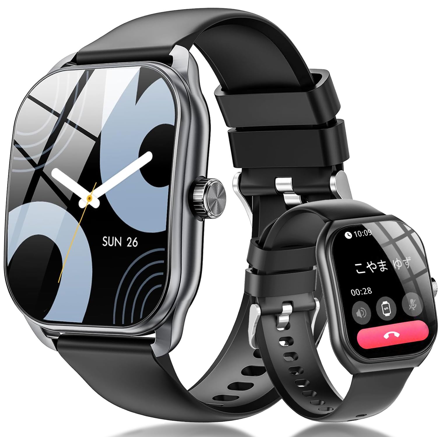 Smart Watch, 2025 Enhanced Performance Model, 3D Screen, Bluetooth Call Function, 2.01-Inch HD Large Screen, Watch Smart, Compatible with iPhone, Android, 300 mAh Large Capacity Battery, Lightweight, Wristwatch, SMS/Line Notifications, IP68 Waterproof, Pedometer, Activity Meter, Weather Forecast, Music Control, 100+ Types of Motion Modes, Free Dial Settings, Smart Watch, Men's, Women's