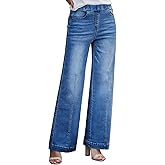 LalaLin Sexy Ripped Denim Jeans for Women Destroyed Washed Hole Mid Waisted Straight Leg Stretchy Denim Pants