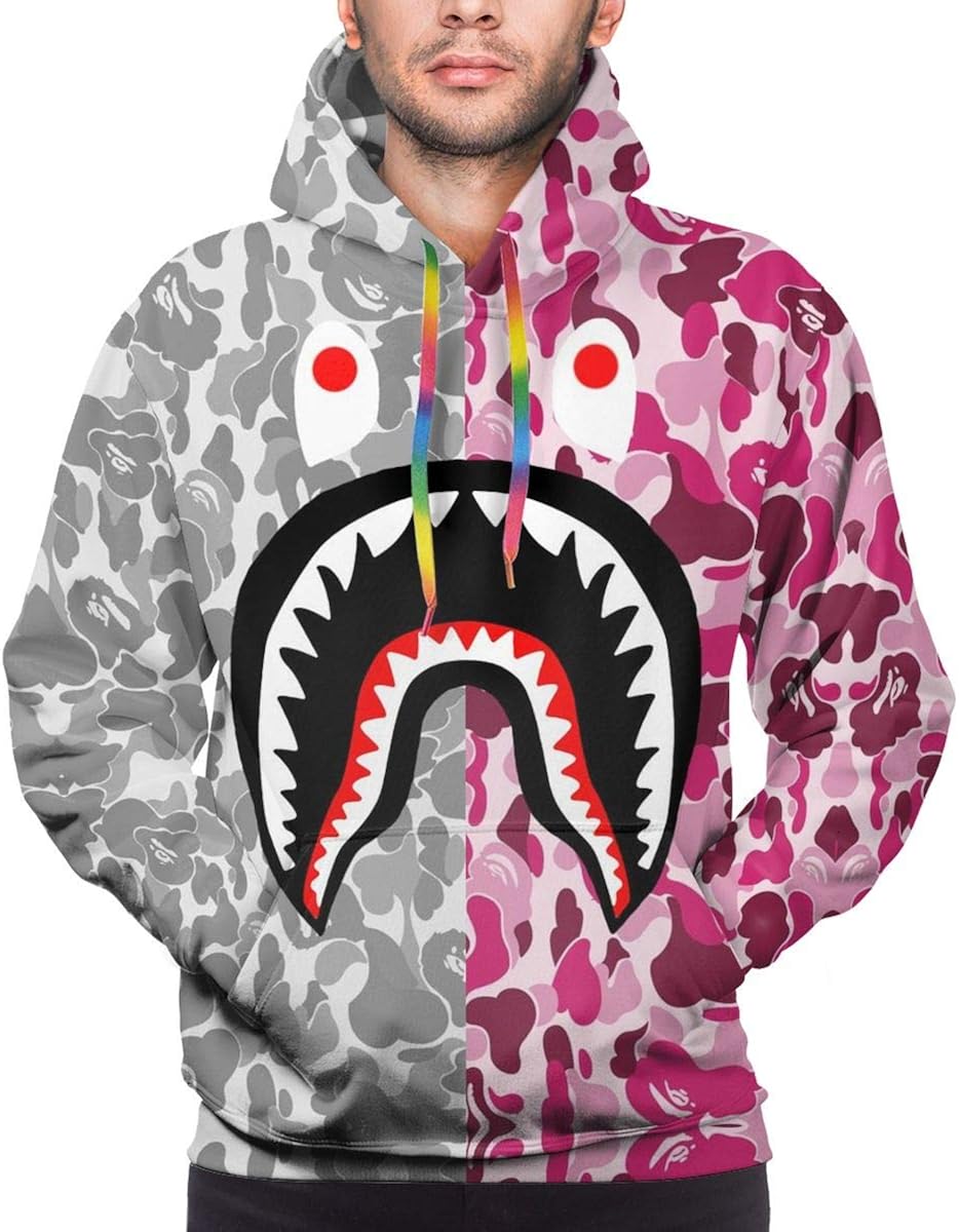 bape pink shark hoodie