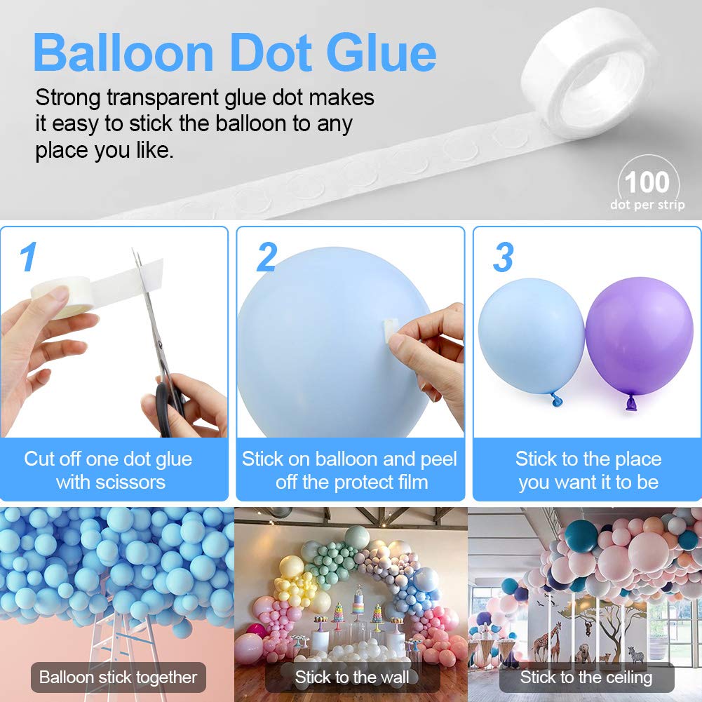 SENWOW Balloon Decorating Strip Kit for Arch Garland 32Ft Balloon Tape Strip, 2 Pcs Tying Tool, 200 Dot Glue, 20 Flower Clip for Party Wedding Birthday Xmas Baby Shower DIY