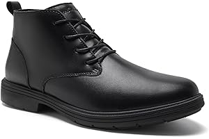 ORTHOCOMFOOT Men's Orthopedic Leather Chukka Boots: Comfortable Arch Support Plantar Fasciitis Tuxedo Dress Walking Ankle Mid Derby Boot, Orthotics Flat Feet Casual Wingtip Oxford for Foot and Heel Pain Relief
