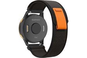 Koazon Trail Loop Nylon 22mm Watch Bands Compatible with Garmin Vivoactive 4/Venu 2/3,Soft Breathable Adjustable Woven Sports Strap for Forerunner 265/255/255 Music Men Women