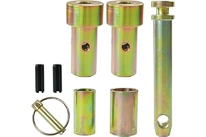 LAWNEAGLE TK95029 Cat 1 Quick Hitch Adapter Bushings with S07070200 Top Link Pin Heavy Duty Lynch Pin with Ring Replaces S14114400, Cat 1 Quick Hitch Bushings for Category 1 3-Point Tractors