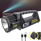JSKNB Spotlight 3000000 Lumens, 9 Modes Rechargeable Led Spotlight Flashlight with 350° Rotate Head, Super Bright Spot Lights Outdoor Handheld, IPX6 Waterproof Solar Flashlight As Seen on TV, XX-Large