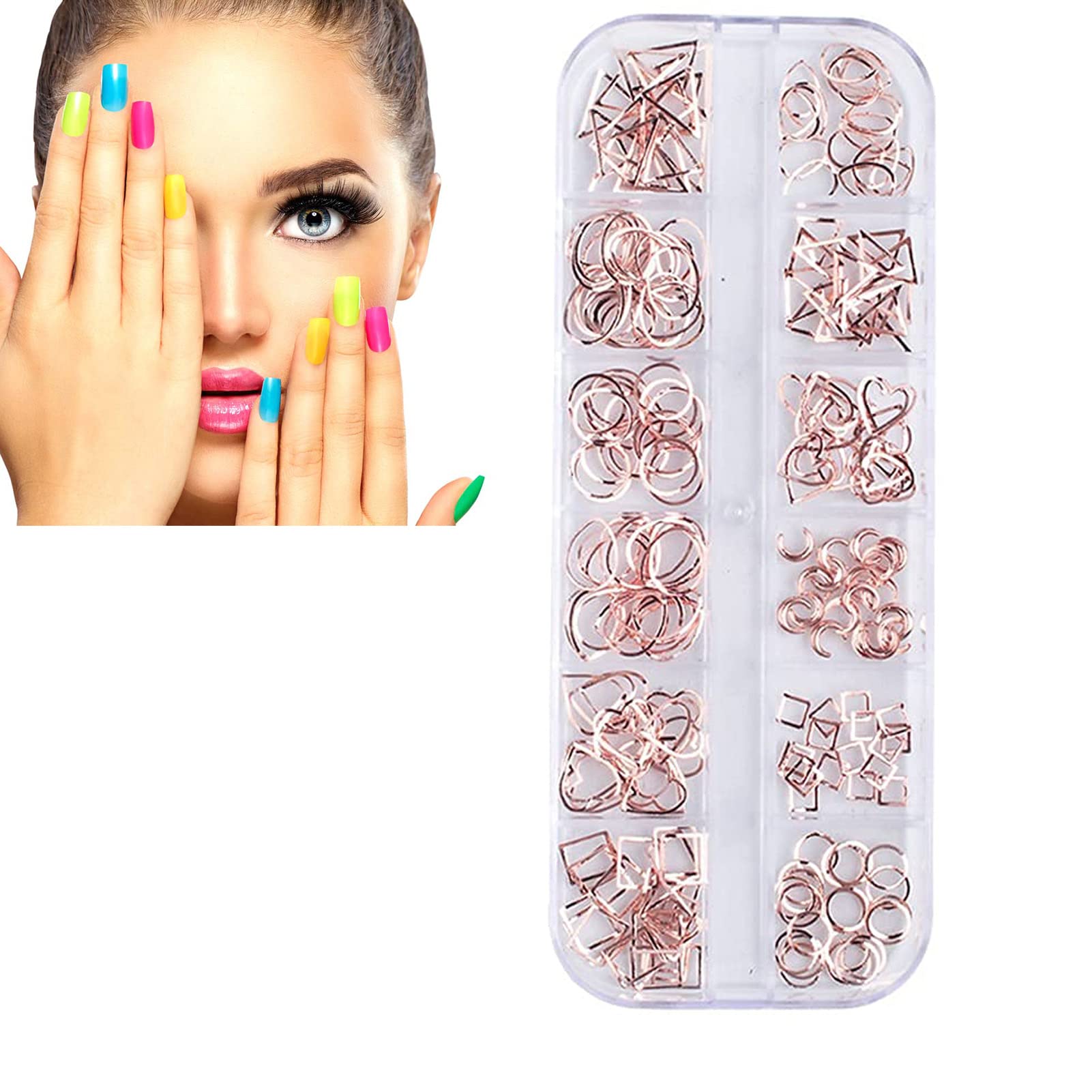 Artistic Nail Studs, Rose Gold Hollow Nail Stickers, Nail Art, DIY Geometry Circle Decoration Manicure Decor Nail Art Christmas
