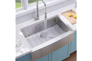 VC CUCINE VCCUCINE Farmhouse Sink, 30 Inch Stainless Steel Farmhouse Kitchen Sink, Undermount Drop in Single Bowl Basin Apron Sink, Brushed Nickel Farm Sink With Strainer